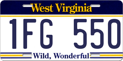 WV license plate 1FG550