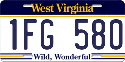 WV license plate 1FG580
