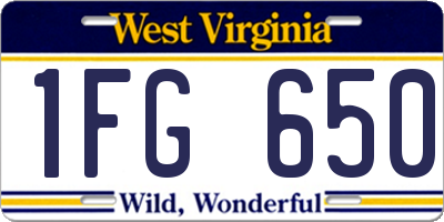 WV license plate 1FG650