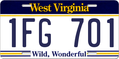 WV license plate 1FG701