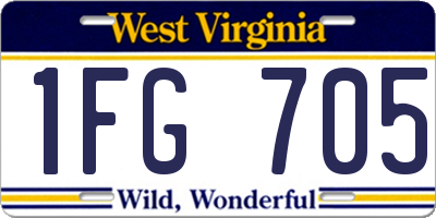 WV license plate 1FG705