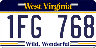 WV license plate 1FG768