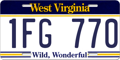 WV license plate 1FG770