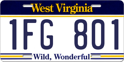 WV license plate 1FG801