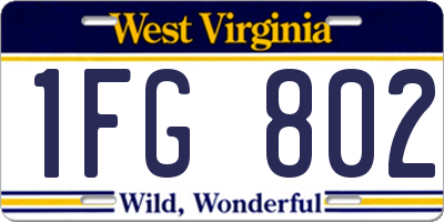 WV license plate 1FG802