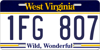 WV license plate 1FG807