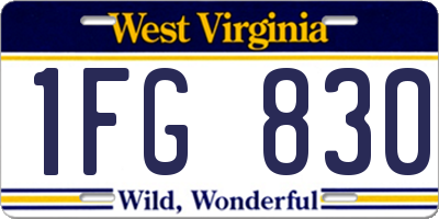 WV license plate 1FG830