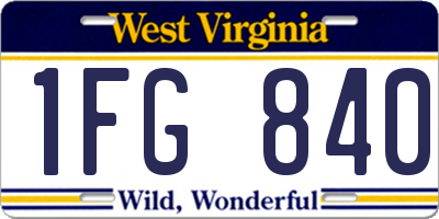 WV license plate 1FG840