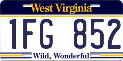 WV license plate 1FG852