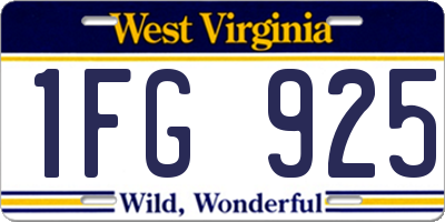 WV license plate 1FG925