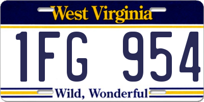 WV license plate 1FG954