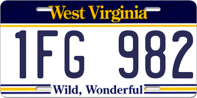 WV license plate 1FG982