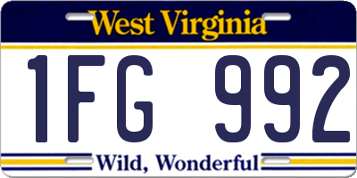 WV license plate 1FG992