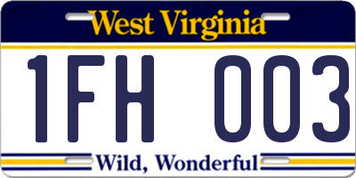 WV license plate 1FH003
