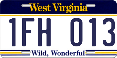 WV license plate 1FH013