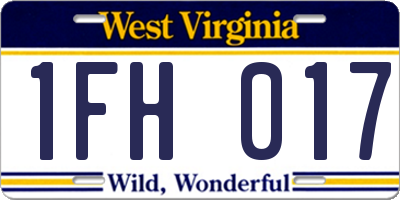 WV license plate 1FH017