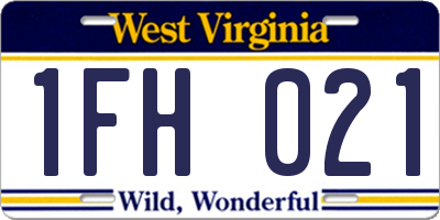 WV license plate 1FH021