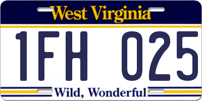 WV license plate 1FH025