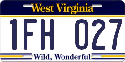 WV license plate 1FH027
