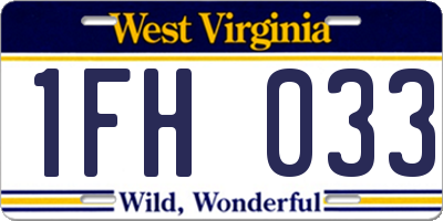 WV license plate 1FH033