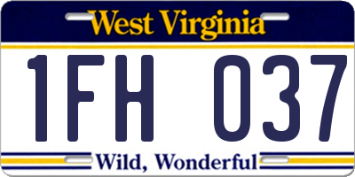 WV license plate 1FH037