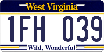 WV license plate 1FH039