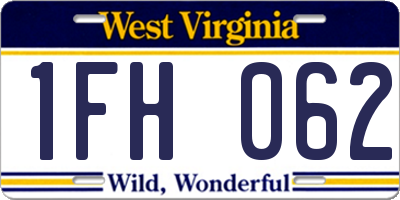 WV license plate 1FH062