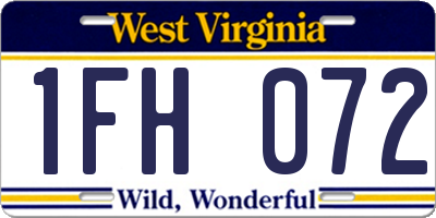 WV license plate 1FH072