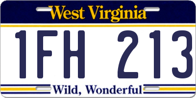 WV license plate 1FH213