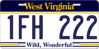 WV license plate 1FH222
