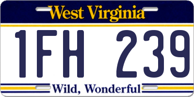 WV license plate 1FH239