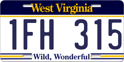 WV license plate 1FH315