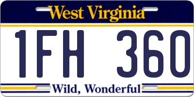 WV license plate 1FH360
