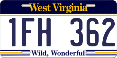 WV license plate 1FH362