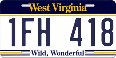 WV license plate 1FH418