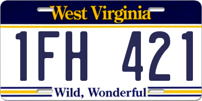 WV license plate 1FH421