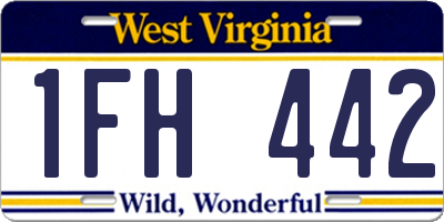 WV license plate 1FH442