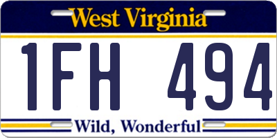 WV license plate 1FH494