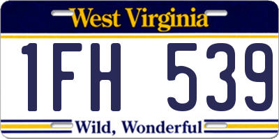WV license plate 1FH539