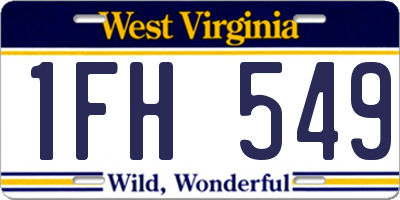 WV license plate 1FH549
