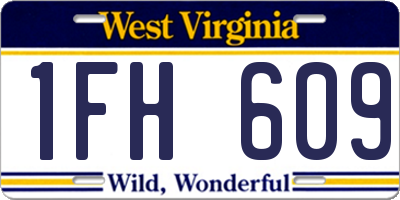 WV license plate 1FH609