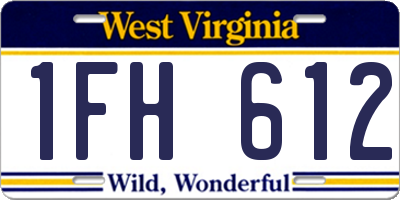 WV license plate 1FH612