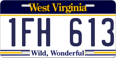 WV license plate 1FH613