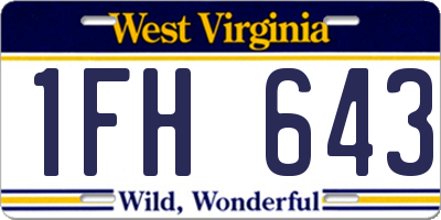 WV license plate 1FH643