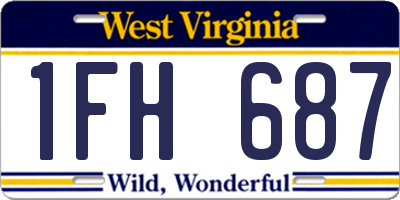 WV license plate 1FH687