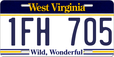 WV license plate 1FH705