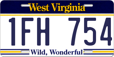 WV license plate 1FH754