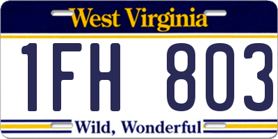WV license plate 1FH803