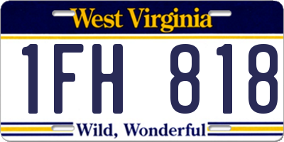 WV license plate 1FH818