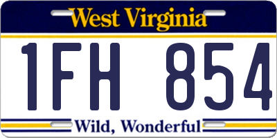 WV license plate 1FH854